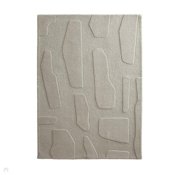 Sculptured Stone Modern Plain Abstract Hand-Woven Carved 3D Effect Hi-Lo Wool Oatmeal Rug-Origins-Rug Love - The Most Loved Rug Store